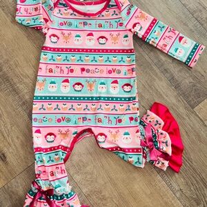 Pete+ Lucy Joyful Holiday Kids Bodysuit in Pink and Red
